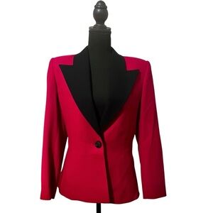 Kasper Magenta Preppy Barbiecore Office Career 100% Wool Suit Jacket Size 8